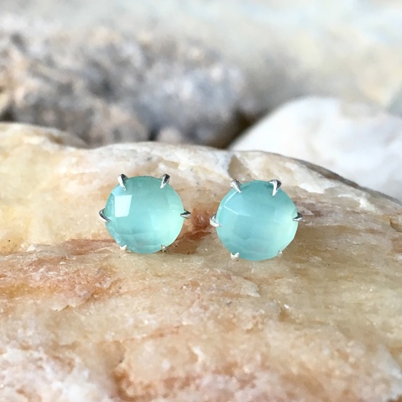 Jewelry - LAST PAIR! Aqua chalcedony studs